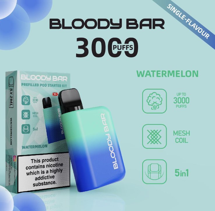 5 in 1 Bloody Mary 3000 Puffs Prefilled Pod Starter Kit - Vape Villa