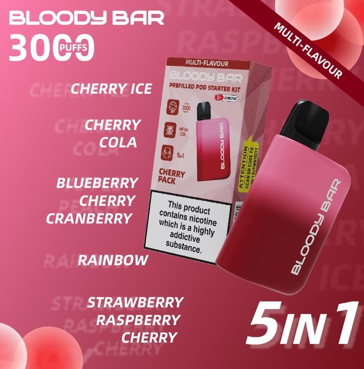 5 in 1 Bloody Mary 3000 Puffs Prefilled Pod Starter Kit - Vape Villa