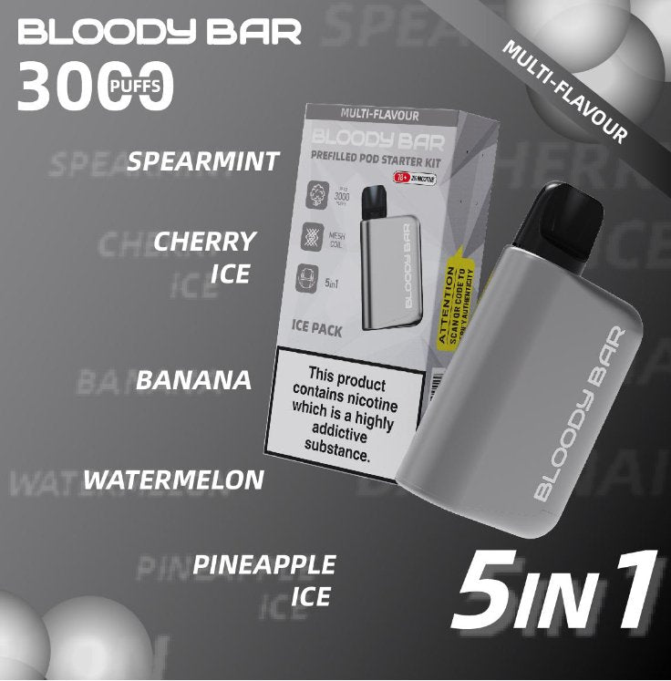 5 in 1 Bloody Mary 3000 Puffs Prefilled Pod Starter Kit - Vape Villa