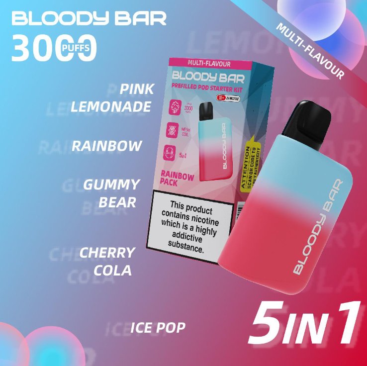 5 in 1 Bloody Mary 3000 Puffs Prefilled Pod Starter Kit - Vape Villa