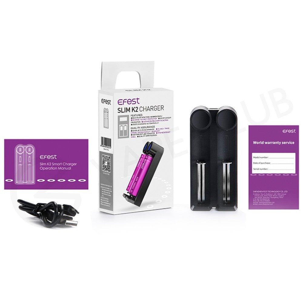 Efest Slim K2 Dual Vape Battery Charger - Intelligent 1A Rapid Charging for 18650/20700/21700
