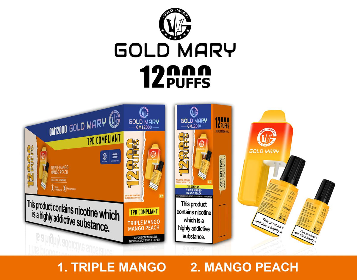 Gold Mary 12000 Puffs Disposable Vape Box of 5 - Vape Villa