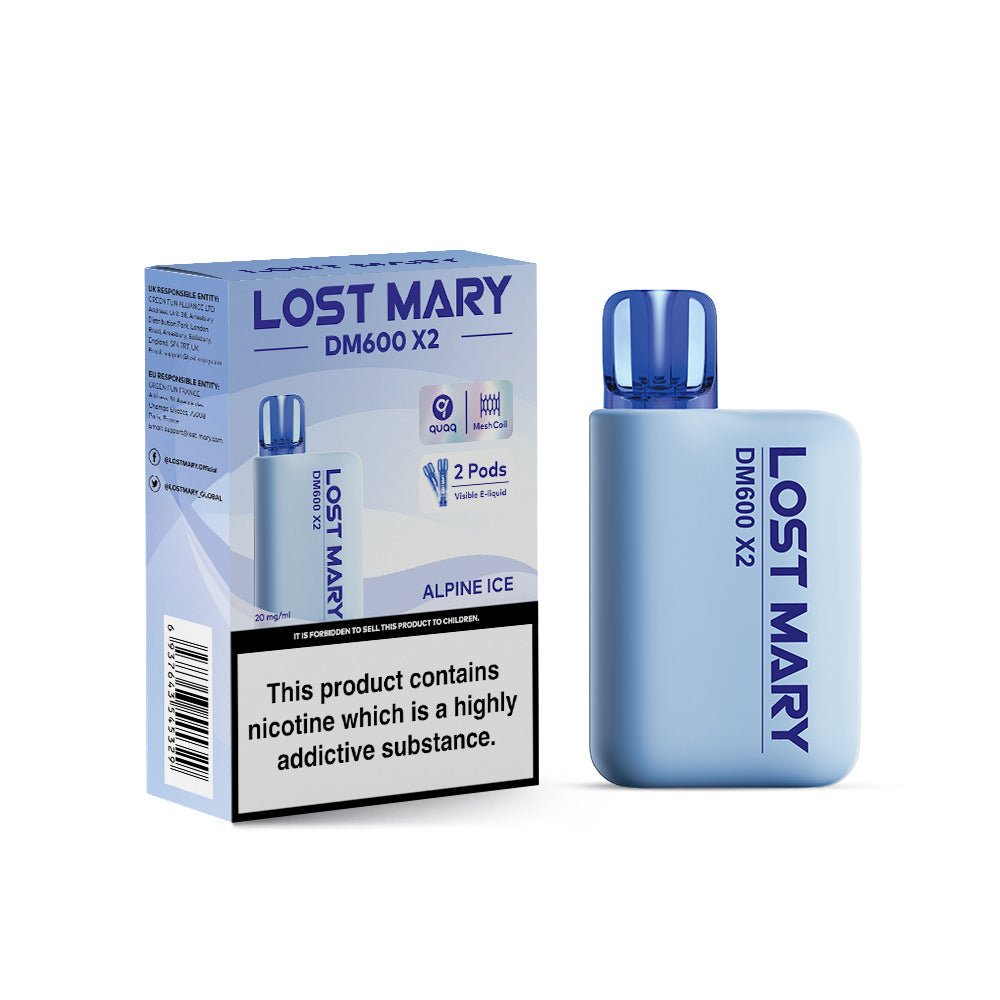 Lost Mary DM600 X2 1200‑Puff Disposable Vape Pod – 10 Flavours Box