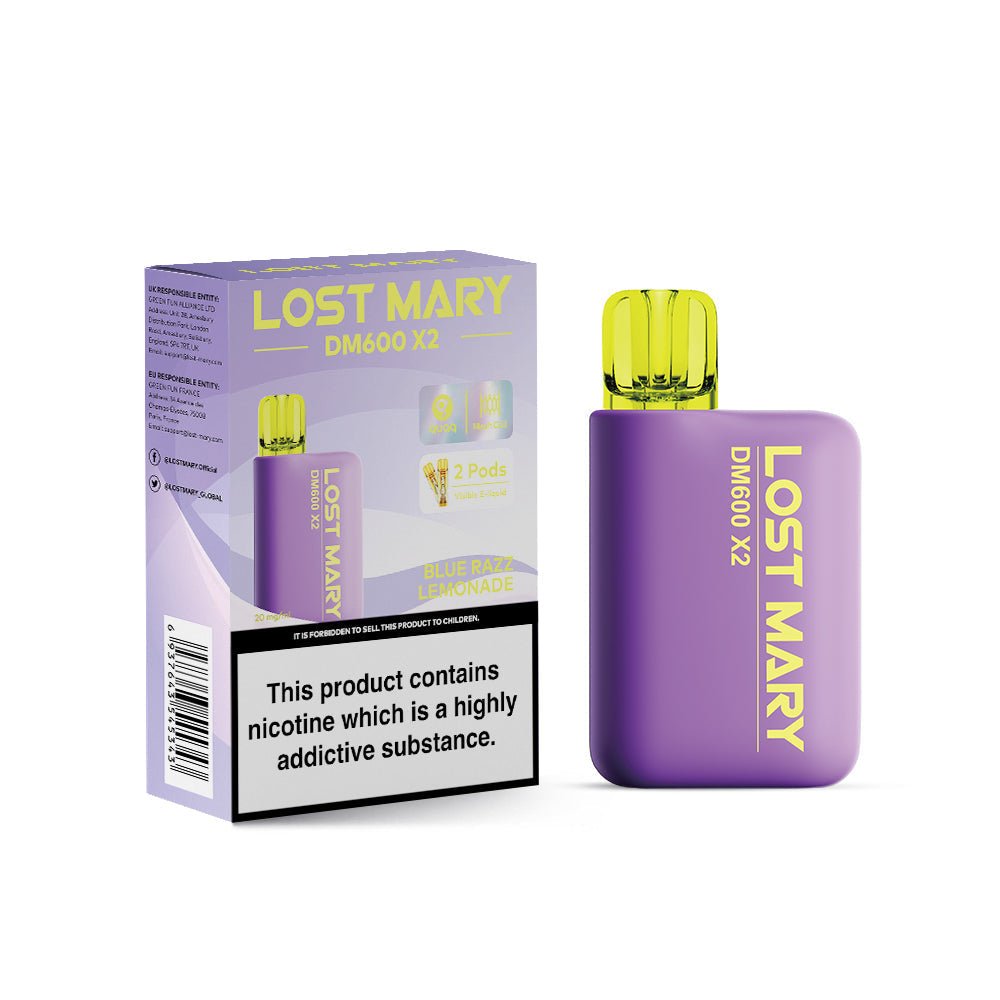 Lost Mary DM600 X2 1200‑Puff Disposable Vape Pod – 10 Flavours Box