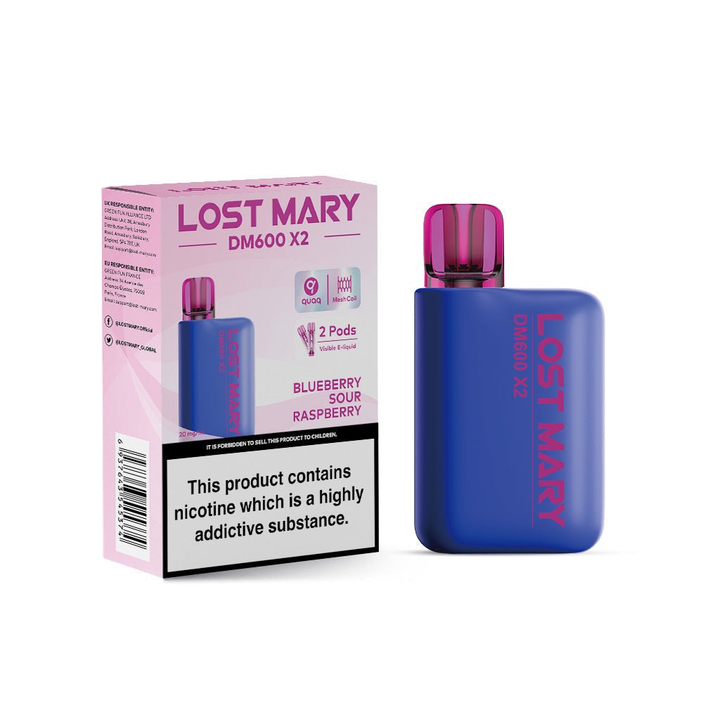 Lost Mary DM600 X2 1200‑Puff Disposable Vape Pod – 10 Flavours Box