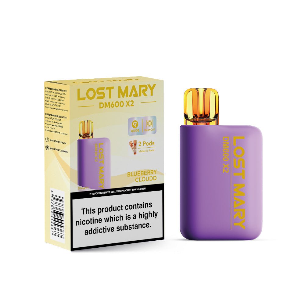 Lost Mary DM600 X2 1200‑Puff Disposable Vape Pod – 10 Flavours Box