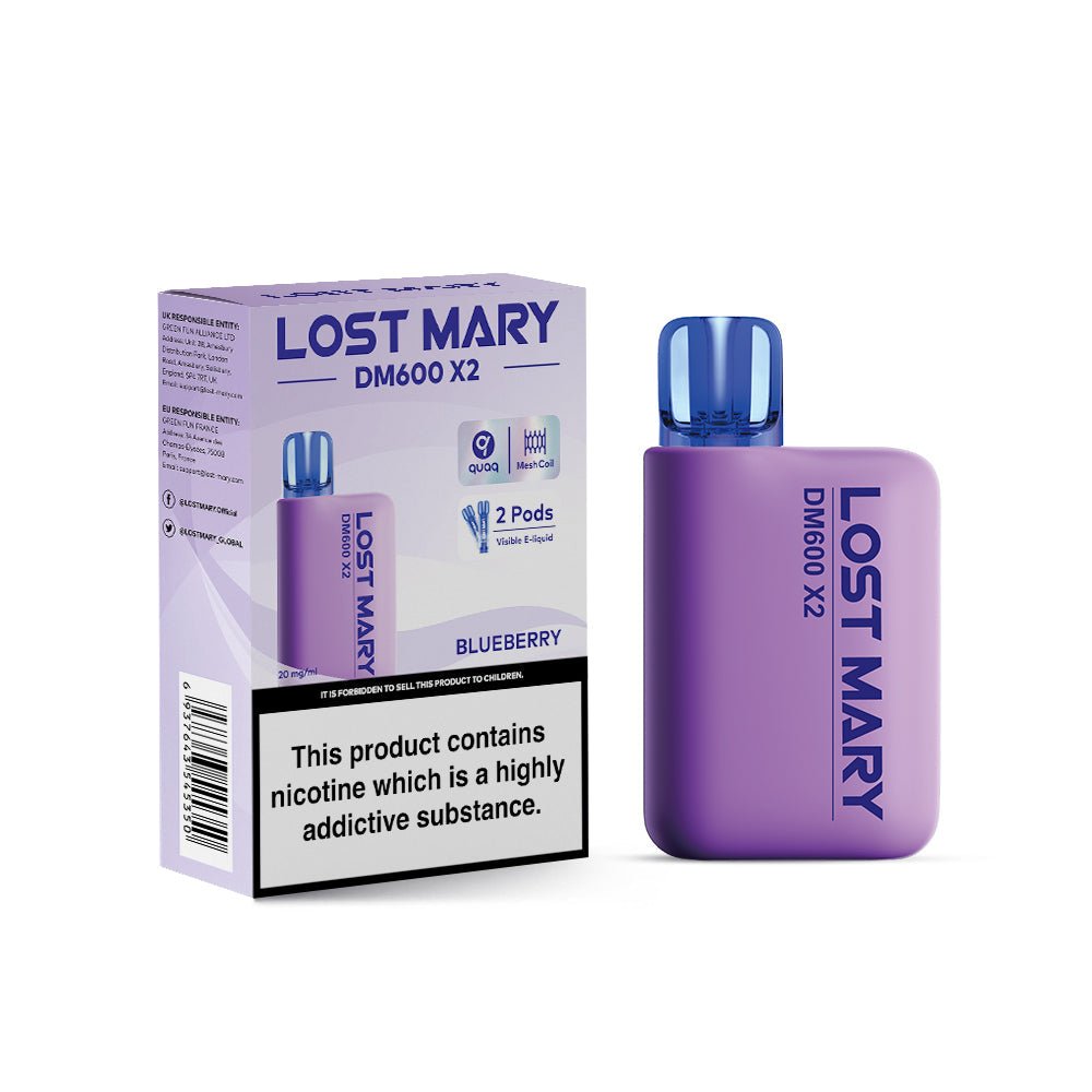 Lost Mary DM600 X2 1200‑Puff Disposable Vape Pod – 10 Flavours Box