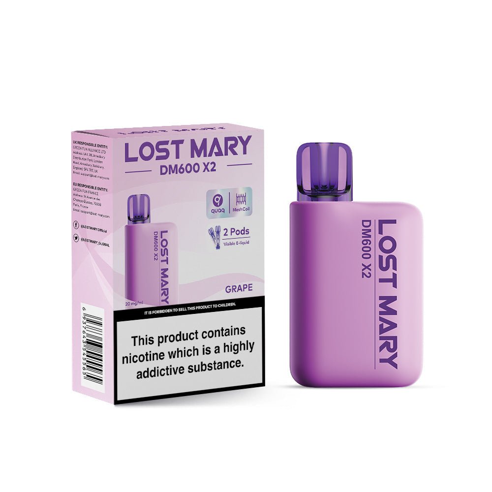 Lost Mary DM600 X2 1200‑Puff Disposable Vape Pod – 10 Flavours Box