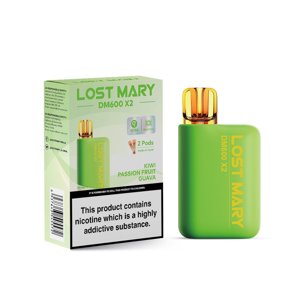 Lost Mary DM600 X2 1200‑Puff Disposable Vape Pod – 10 Flavours Box