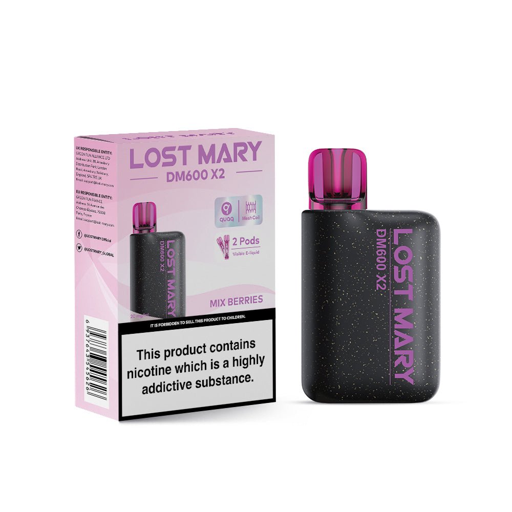 Lost Mary DM600 X2 1200‑Puff Disposable Vape Pod – 10 Flavours Box