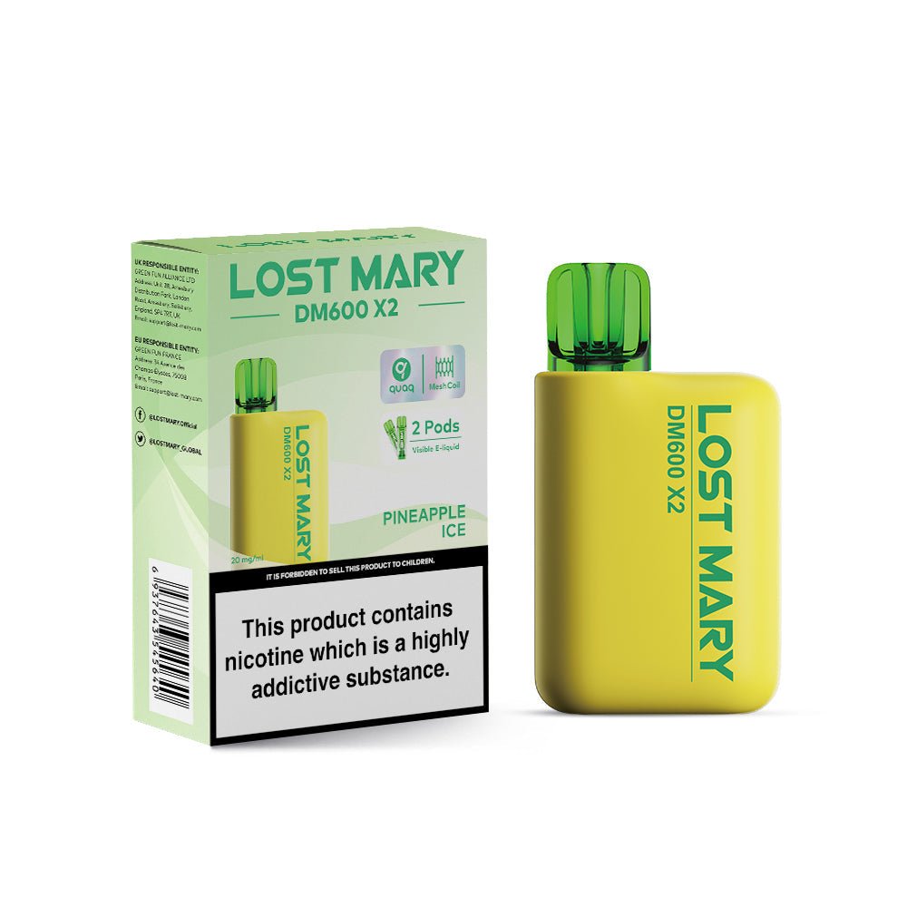 Lost Mary DM600 X2 1200‑Puff Disposable Vape Pod – 10 Flavours Box