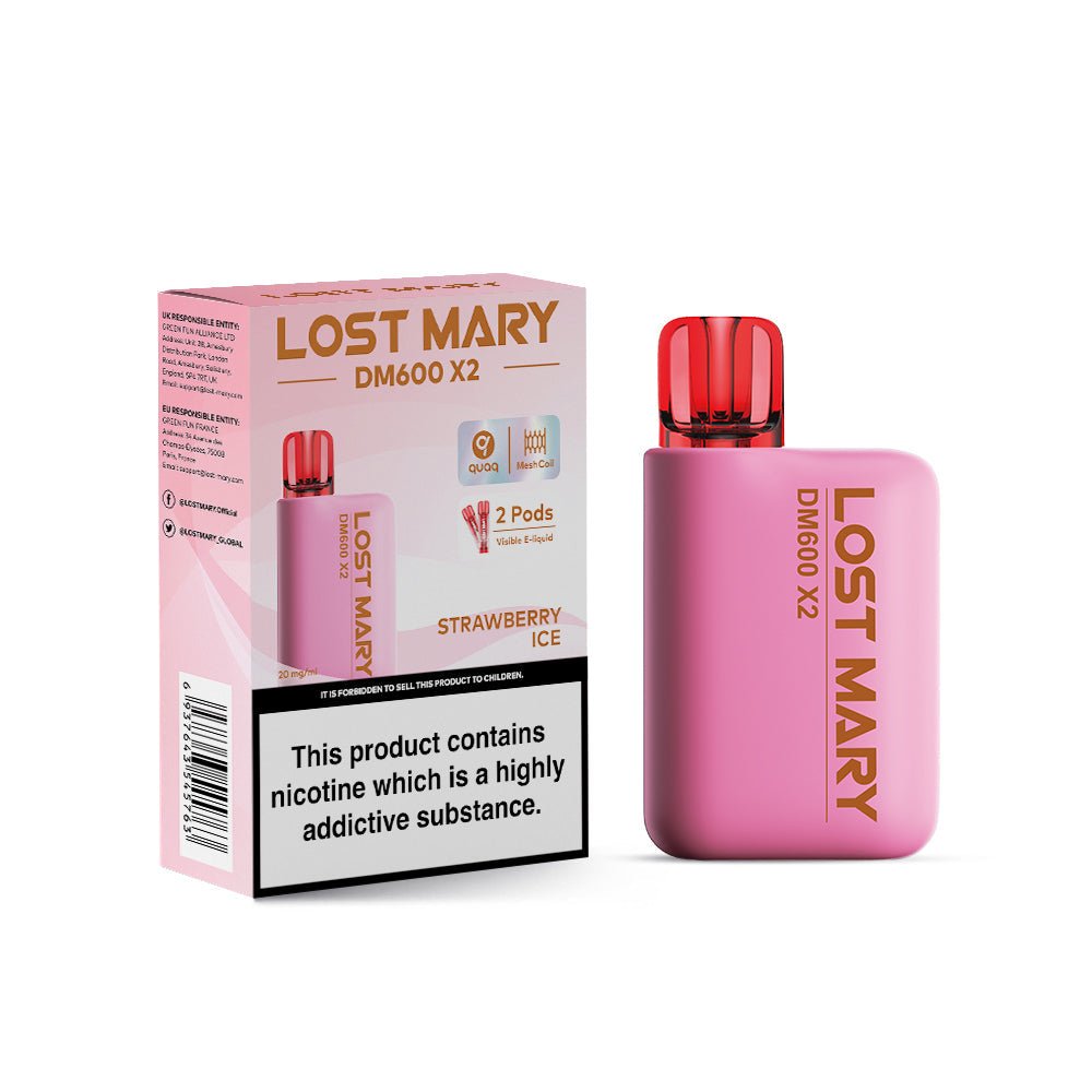 Lost Mary DM600 X2 1200‑Puff Disposable Vape Pod – 10 Flavours Box