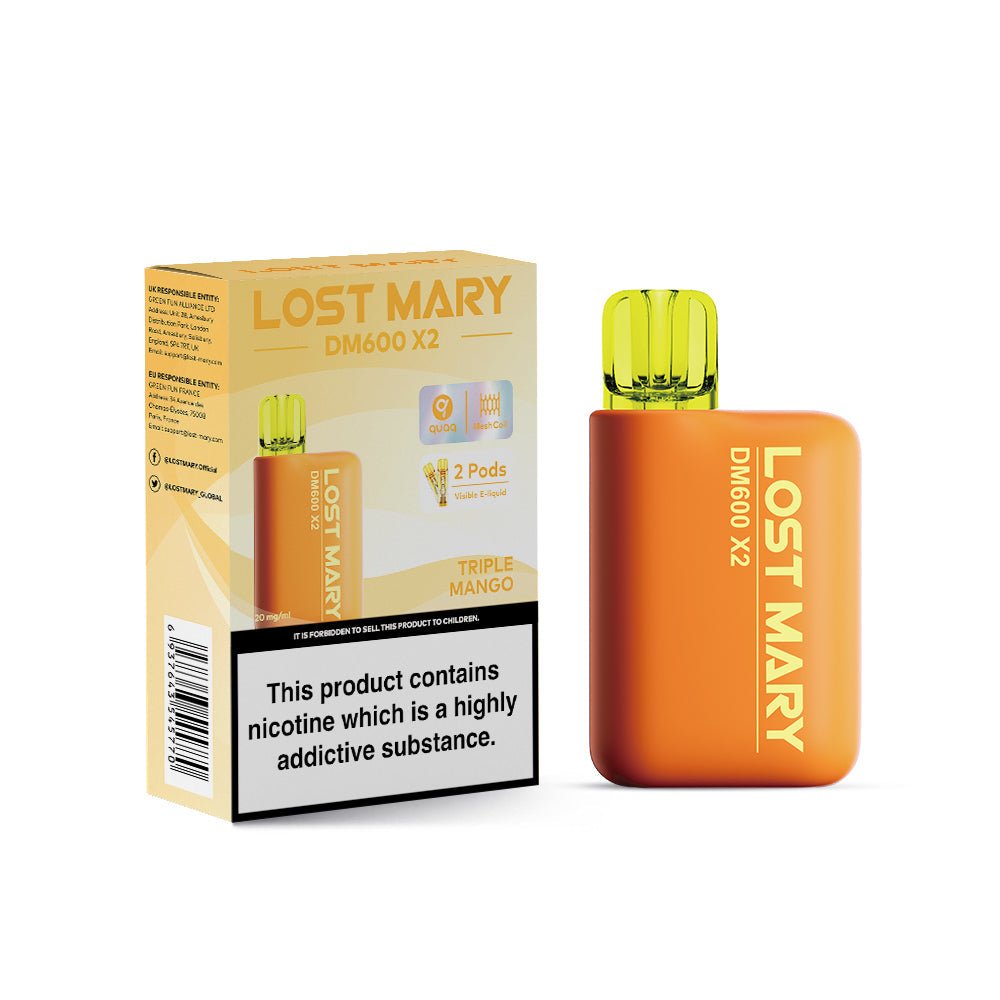 Lost Mary DM600 X2 1200‑Puff Disposable Vape Pod – 10 Flavours Box