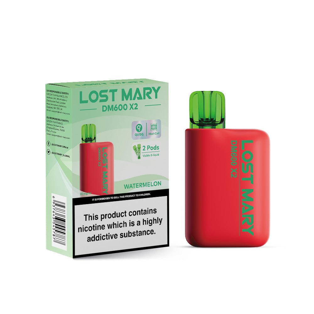 Lost Mary DM600 X2 1200‑Puff Disposable Vape Pod – 10 Flavours Box