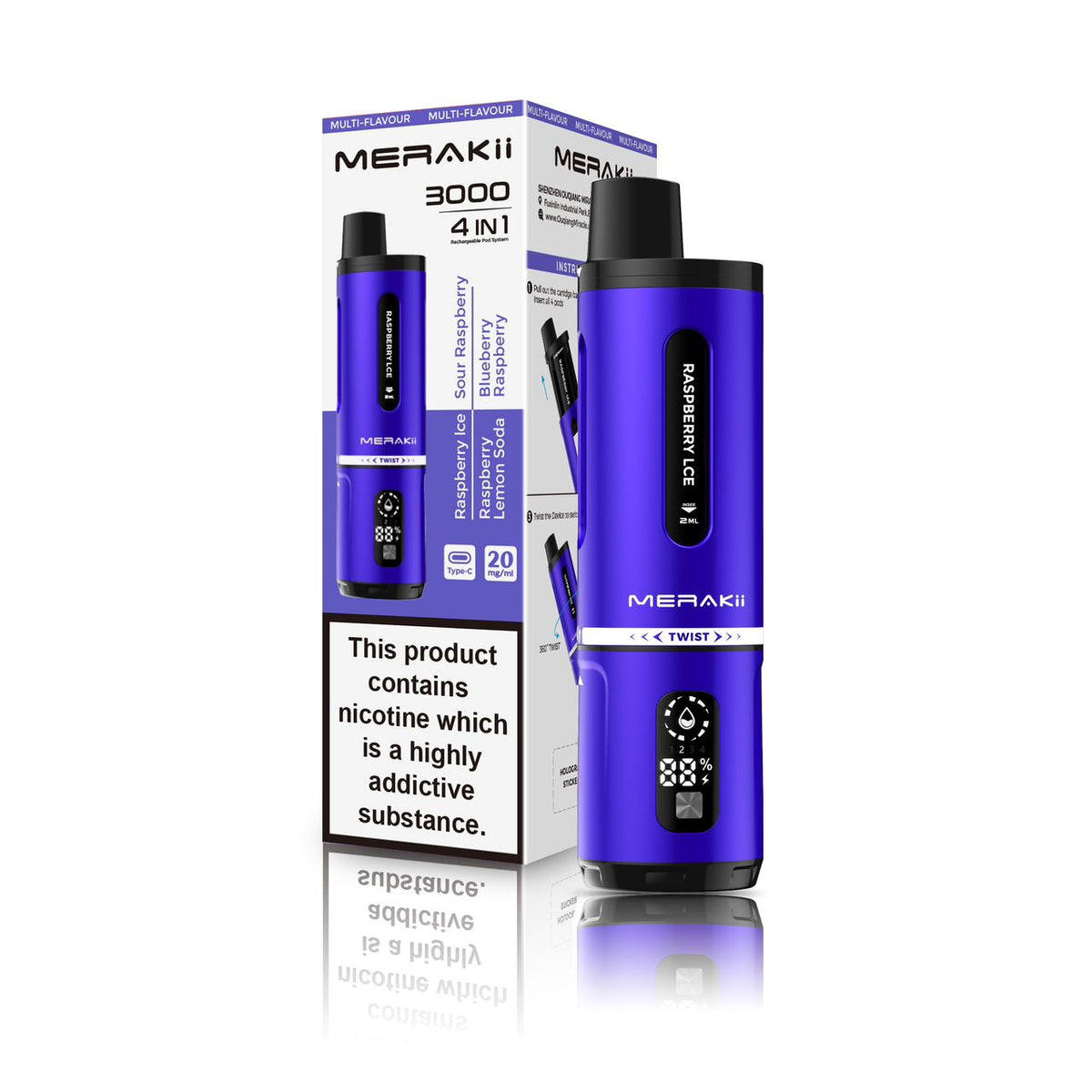 Merakii 3000 Puffs Disposable Vape 4 in 1 Pod System Kit - Vape Villa