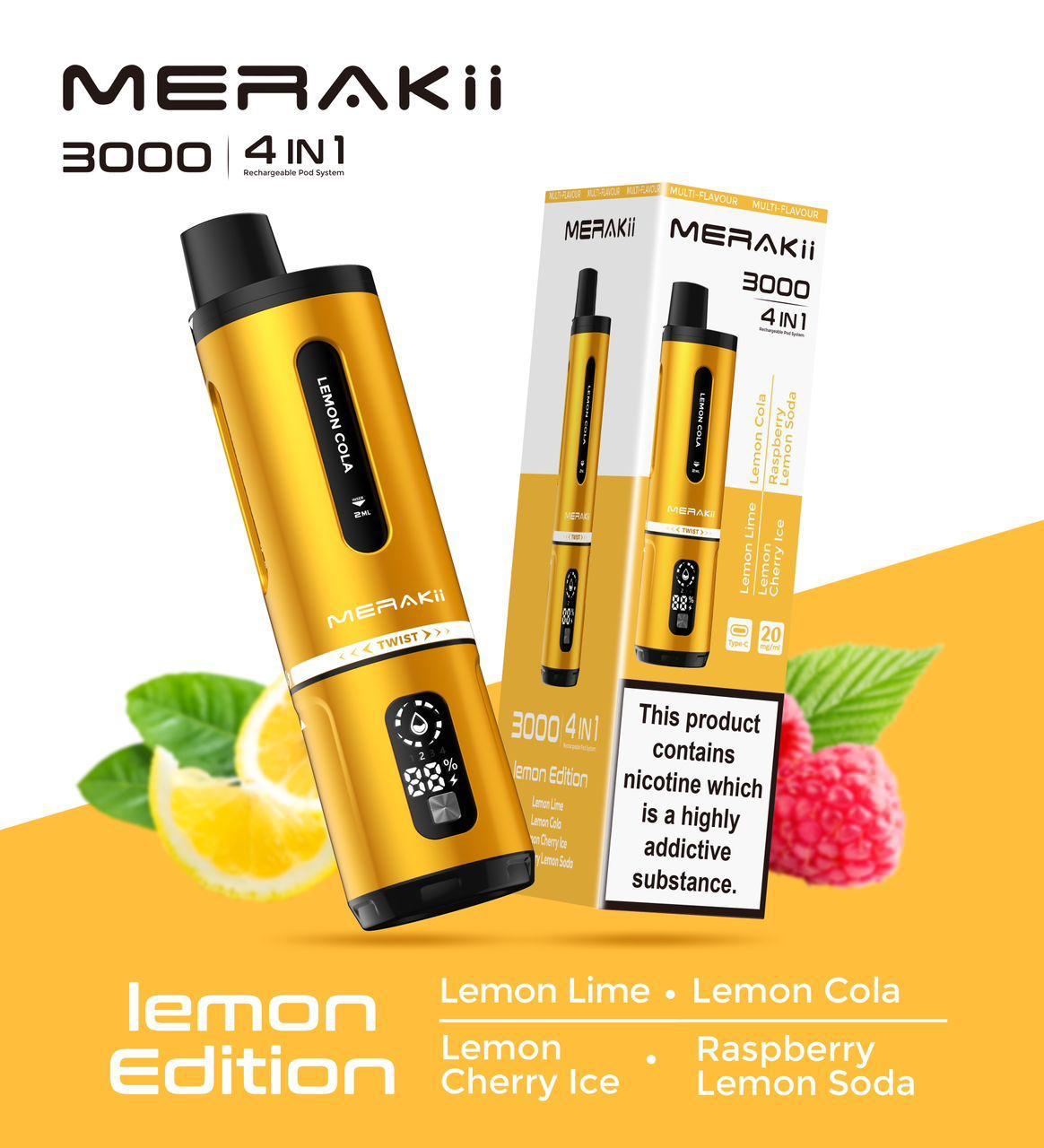 Merakii 3000 Puffs Disposable Vape 4 in 1 Pod System Kit - Vape Villa