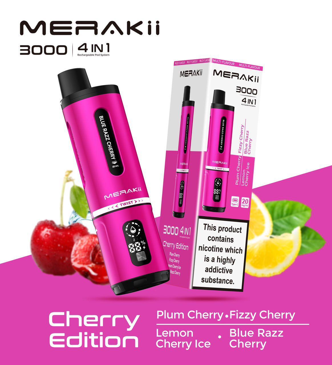 Merakii 3000 Puffs Disposable Vape 4 in 1 Pod System Kit - Vape Villa