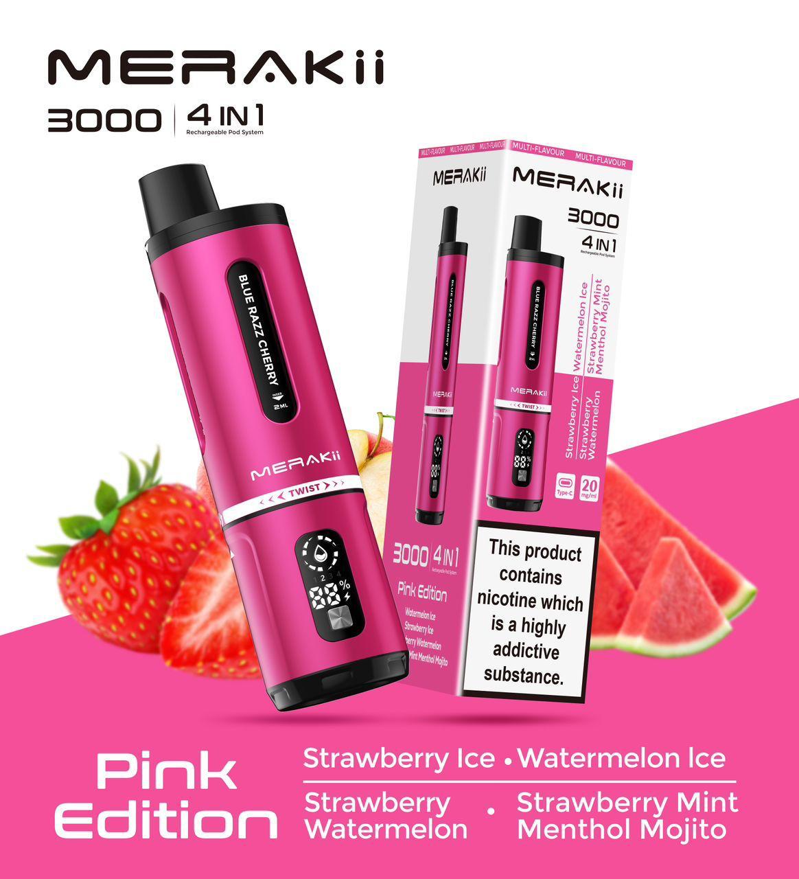 Merakii 3000 Puffs Disposable Vape 4 in 1 Pod System Kit - Vape Villa