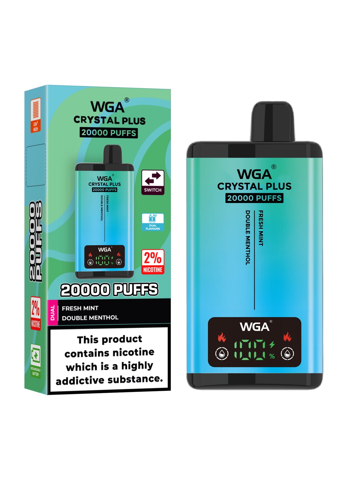 WGA Crystal Plus 20000 Puffs Disposable Vape Box of 10 - Vape Villa