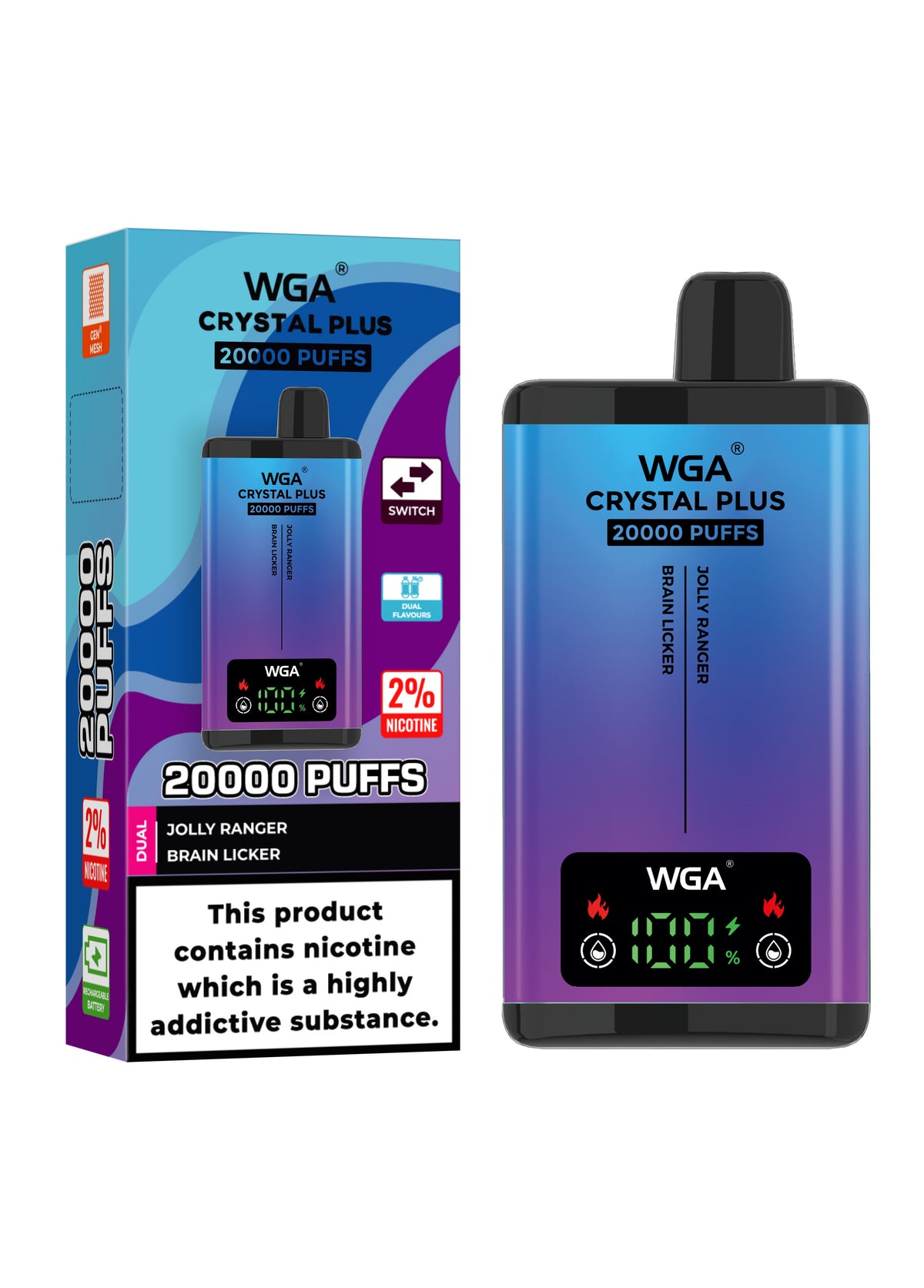 WGA Crystal Plus 20000 Puffs Disposable Vape Box of 10 - Vape Villa