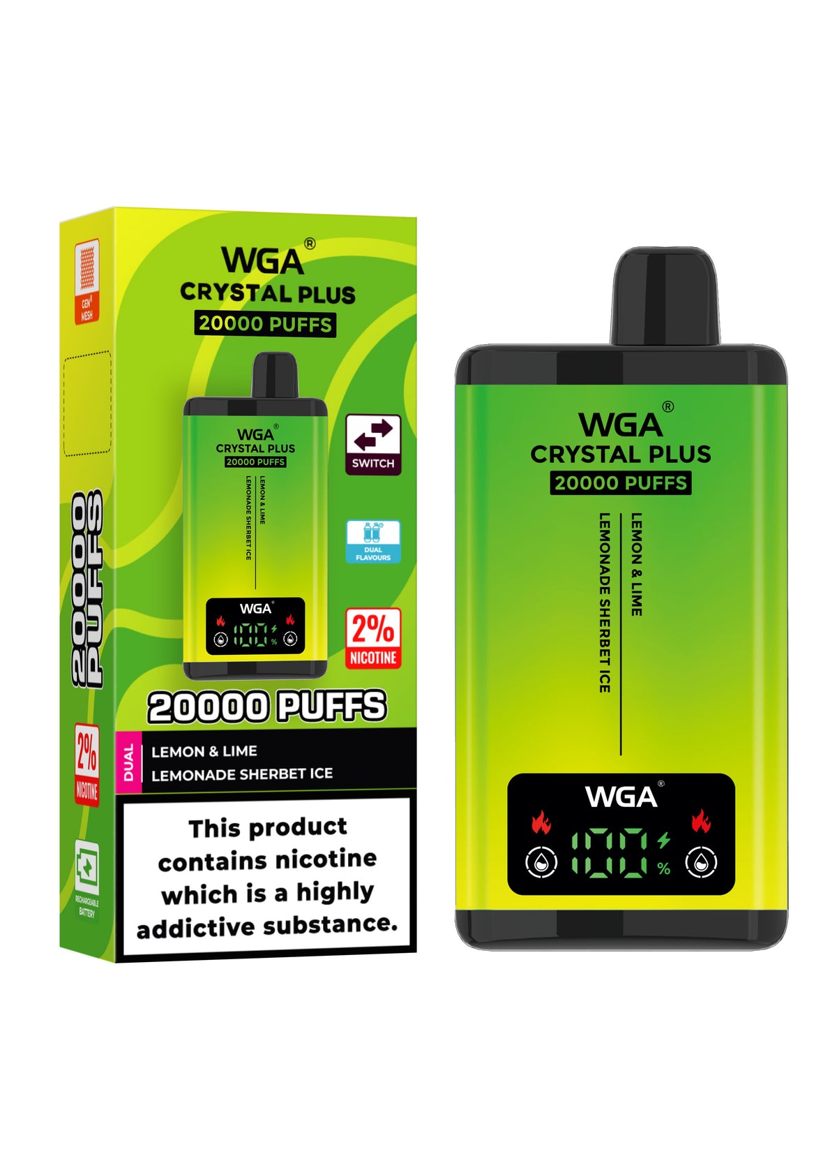 WGA Crystal Plus 20000 Puffs Disposable Vape Box of 10 - Vape Villa