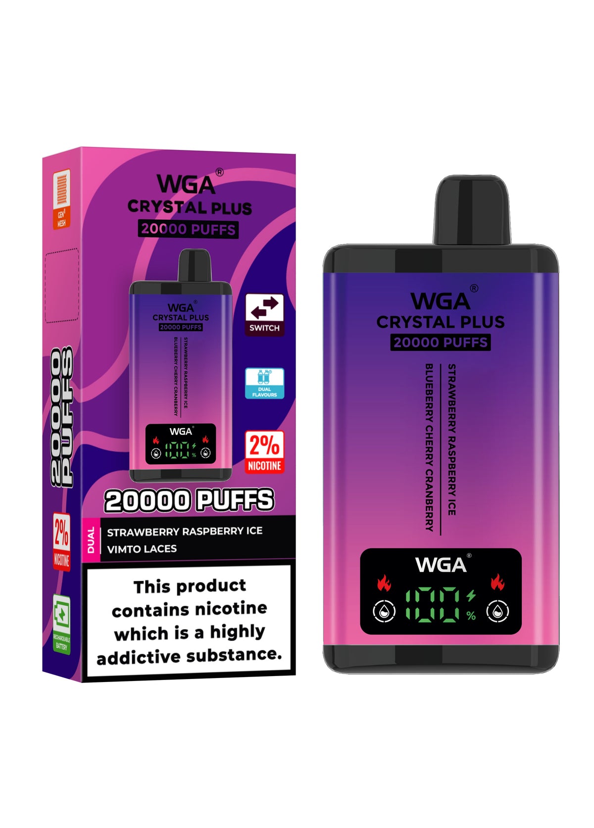 WGA Crystal Plus 20000 Puffs Disposable Vape Box of 10 - Vape Villa