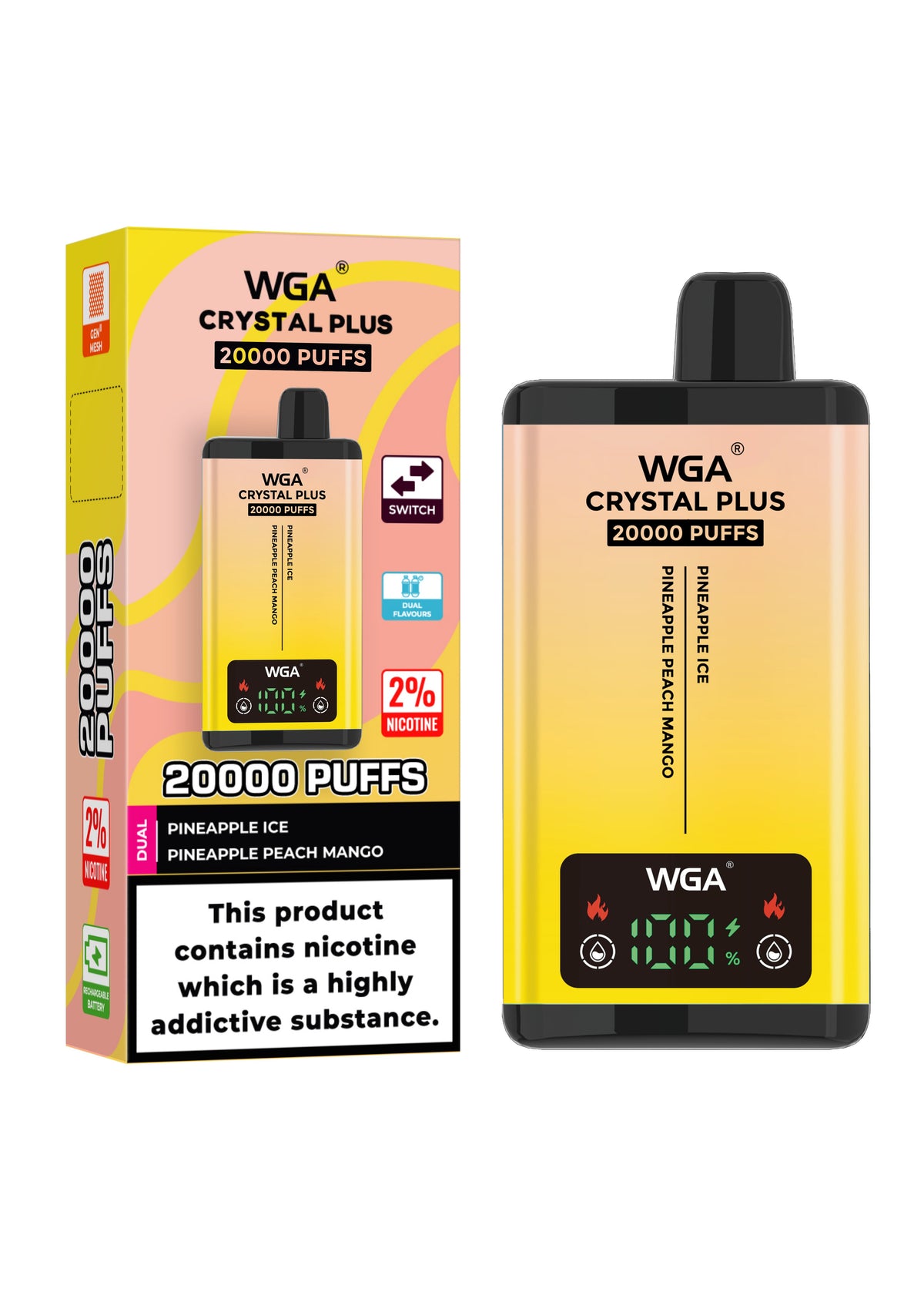 WGA Crystal Plus 20000 Puffs Disposable Vape Box of 10 - Vape Villa