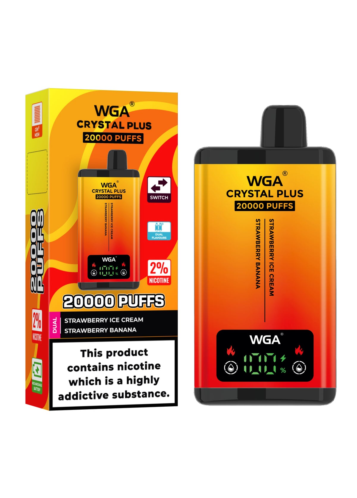 WGA Crystal Plus 20000 Puffs Disposable Vape Box of 10 - Vape Villa