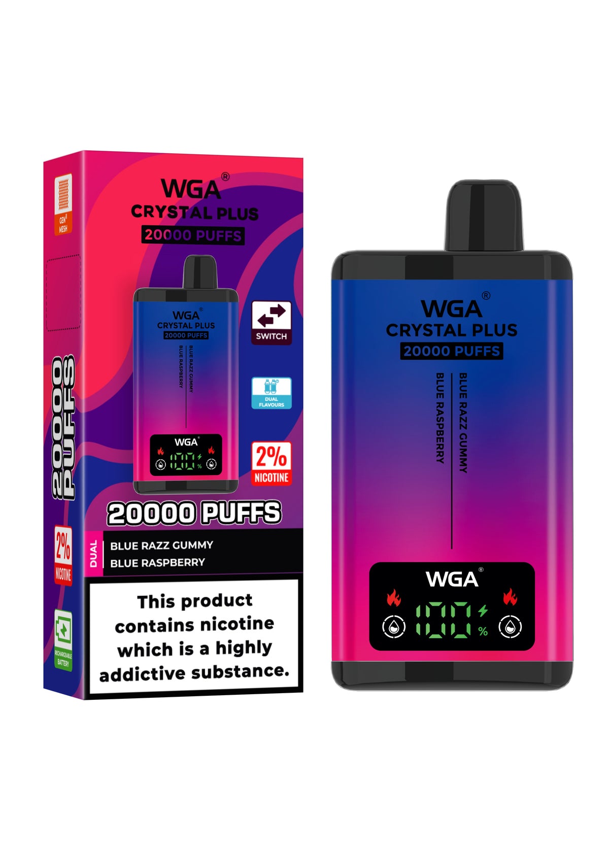 WGA Crystal Plus 20000 Puffs Disposable Vape Box of 10 - Vape Villa