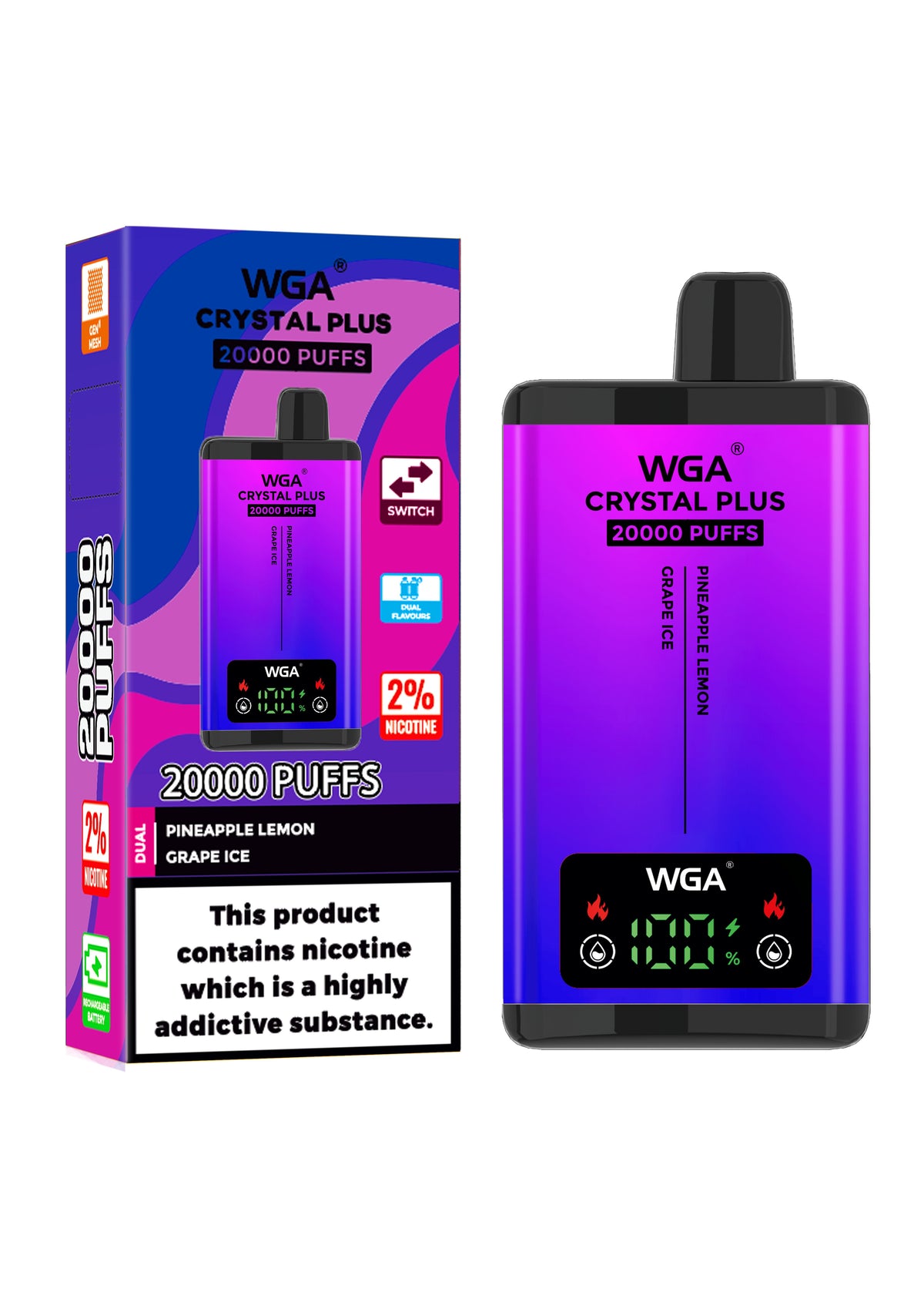 WGA Crystal Plus 20000 Puffs Disposable Vape Box of 10 - Vape Villa