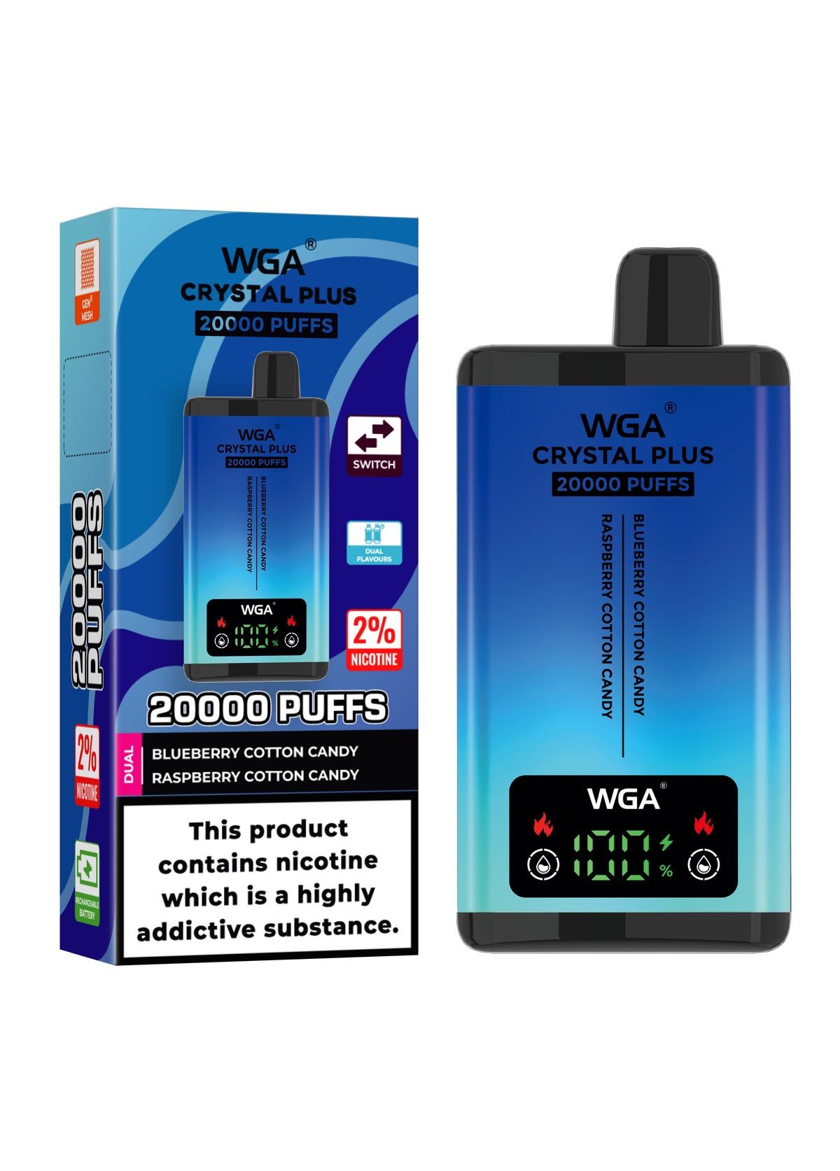 WGA Crystal Plus 20000 Puffs Disposable Vape Box of 10 - Vape Villa