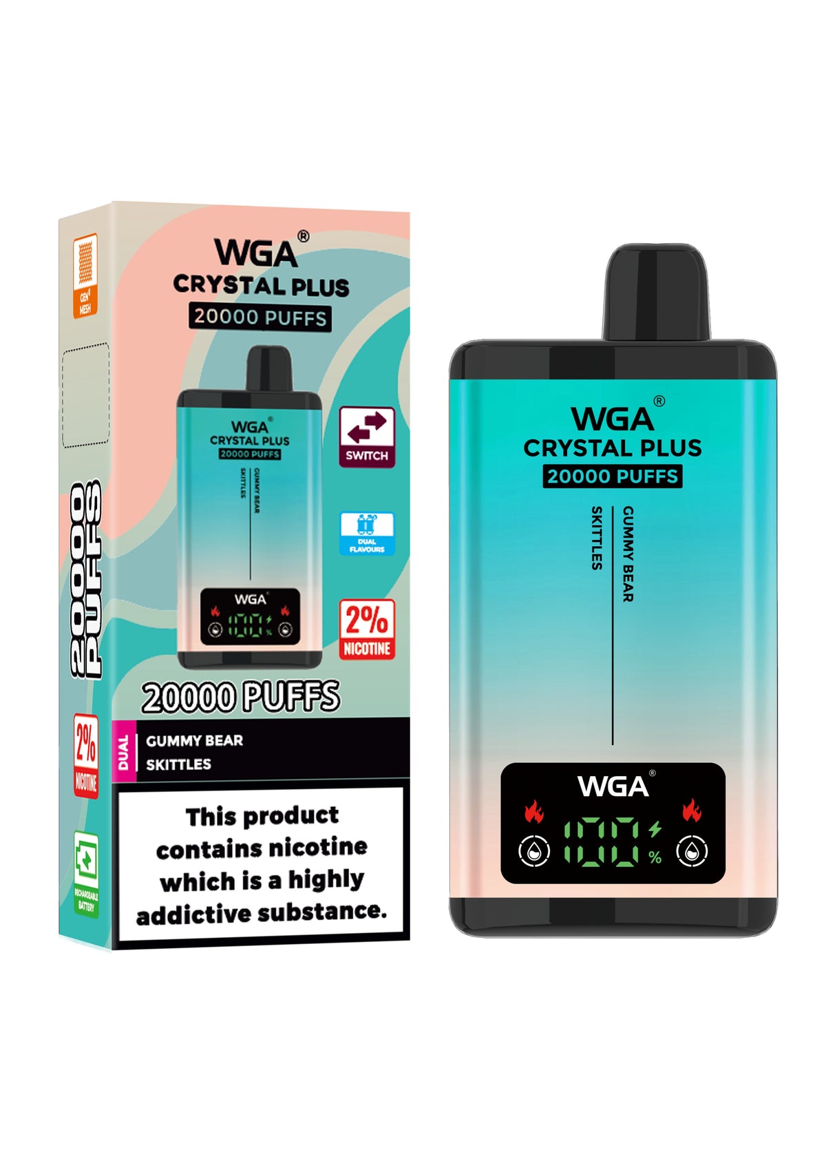 WGA Crystal Plus 20000 Puffs Disposable Vape Box of 10 - Vape Villa