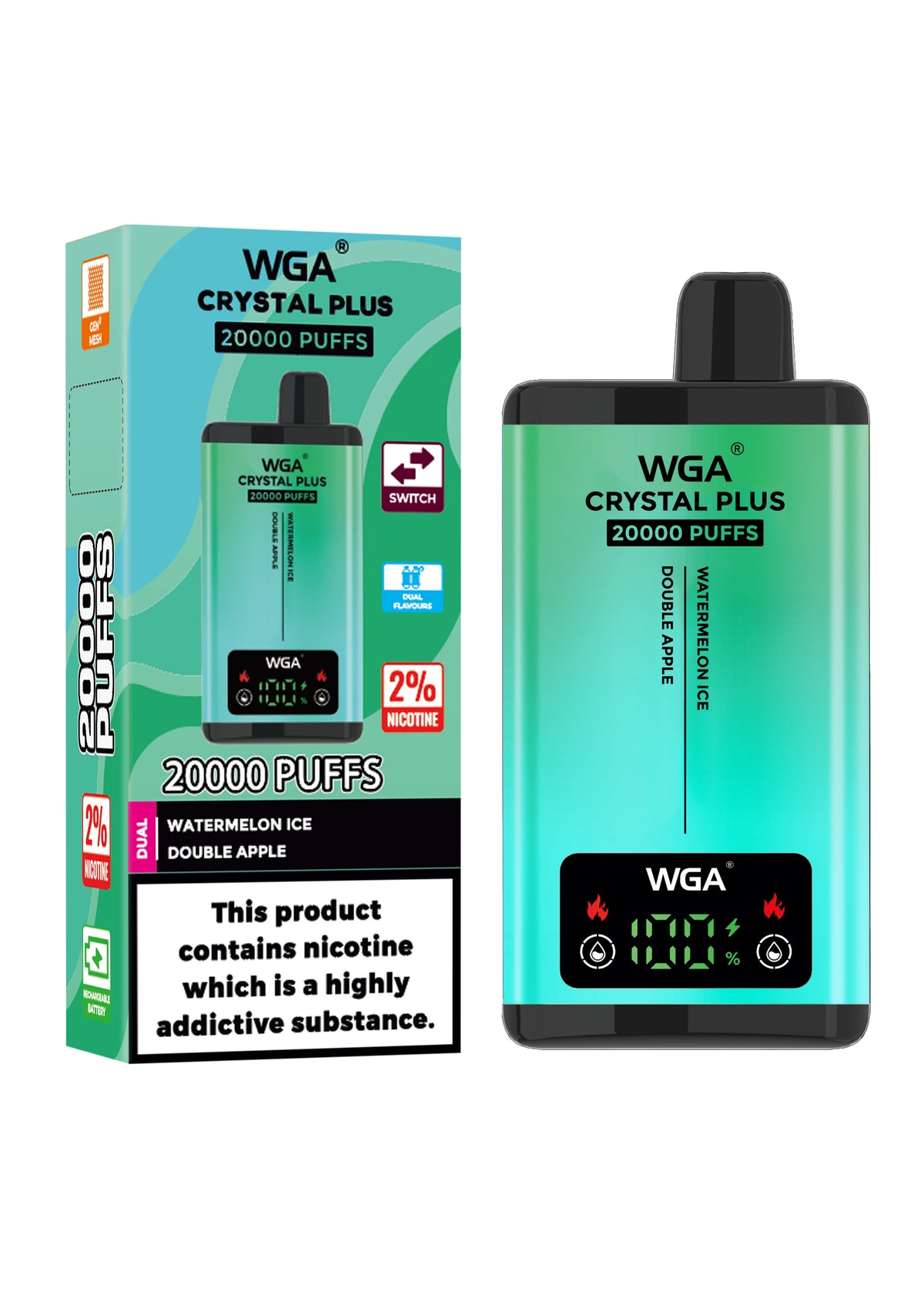 WGA Crystal Plus 20000 Puffs Disposable Vape Box of 10 - Vape Villa