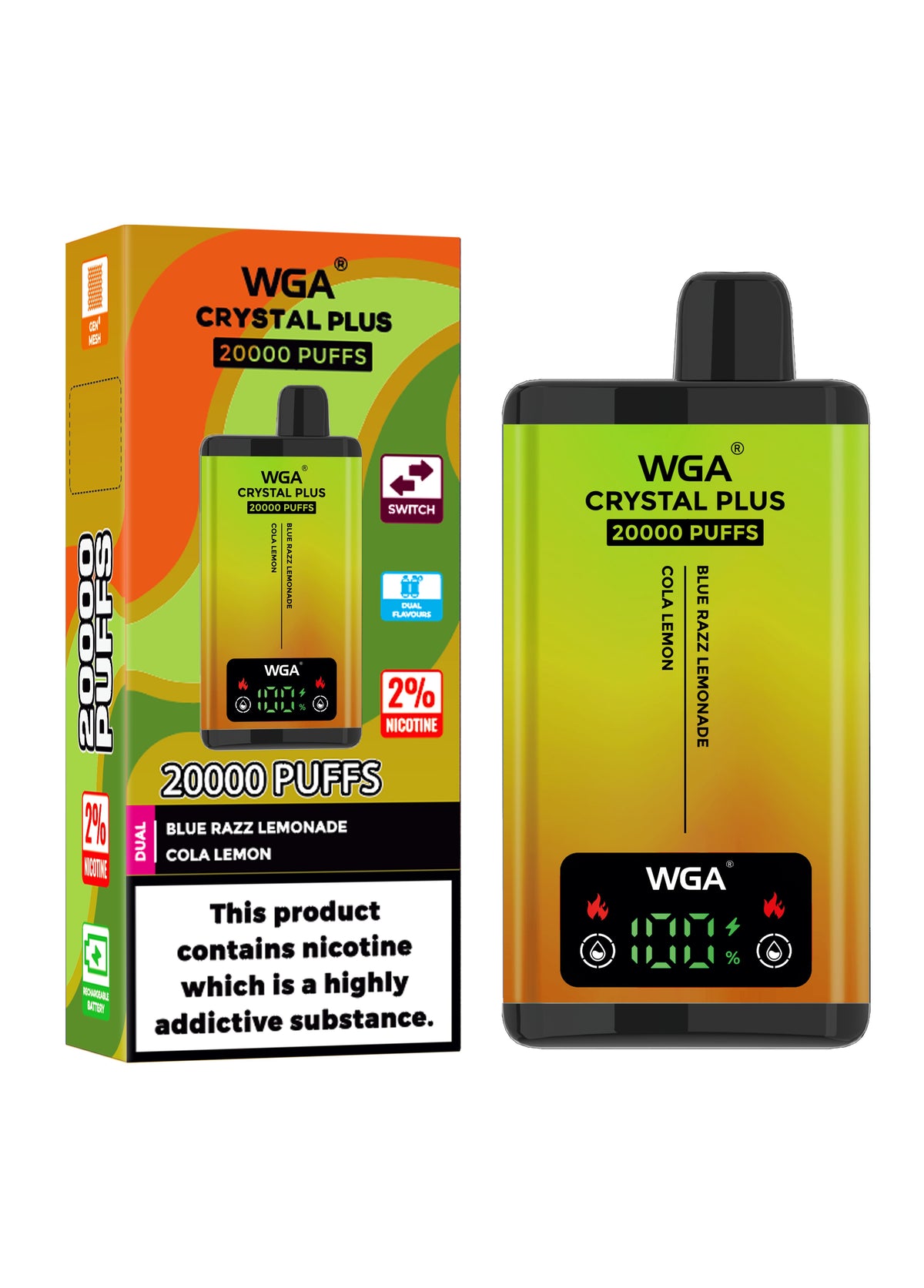 WGA Crystal Plus 20000 Puffs Disposable Vape Box of 10 - Vape Villa