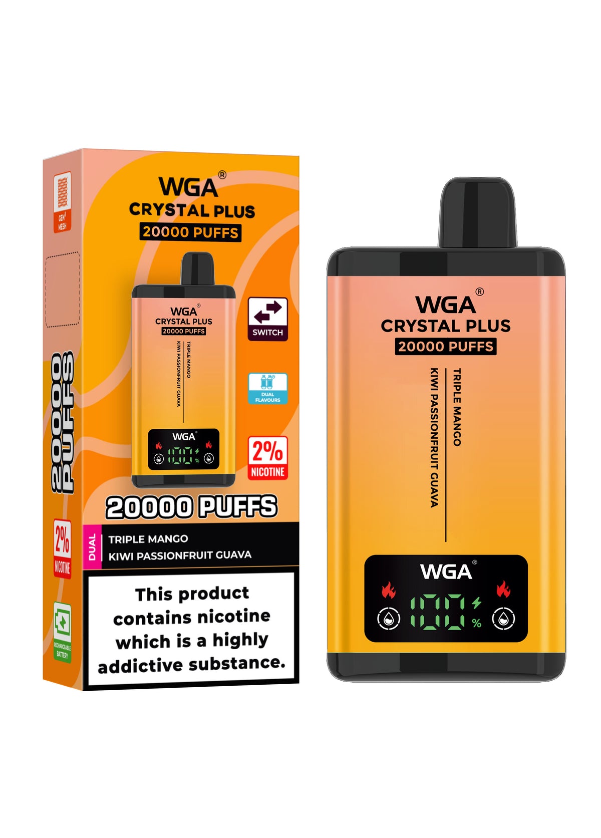 WGA Crystal Plus 20000 Puffs Disposable Vape Box of 10 - Vape Villa