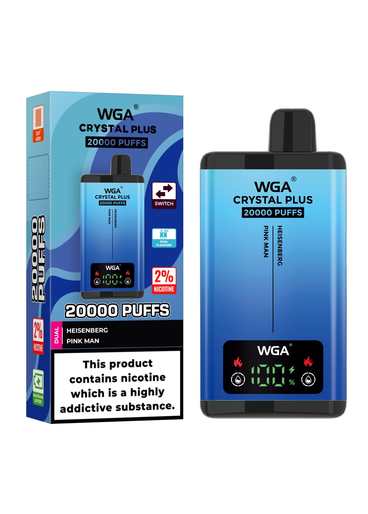 WGA Crystal Plus 20000 Puffs Disposable Vape Box of 10 - Vape Villa