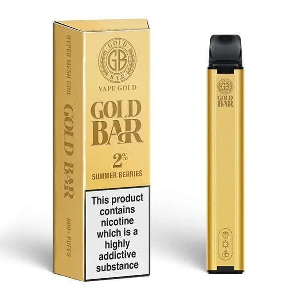 Gold Bar 600 Disposable Vape Pod Puff Device - 20mg - Vape Villa