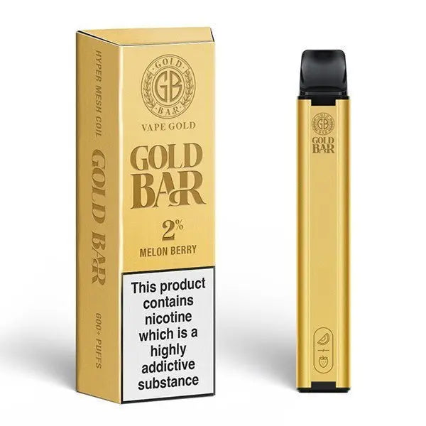 Gold Bar 600 Disposable Vape Pod Puff Device - 20mg - Vape Villa