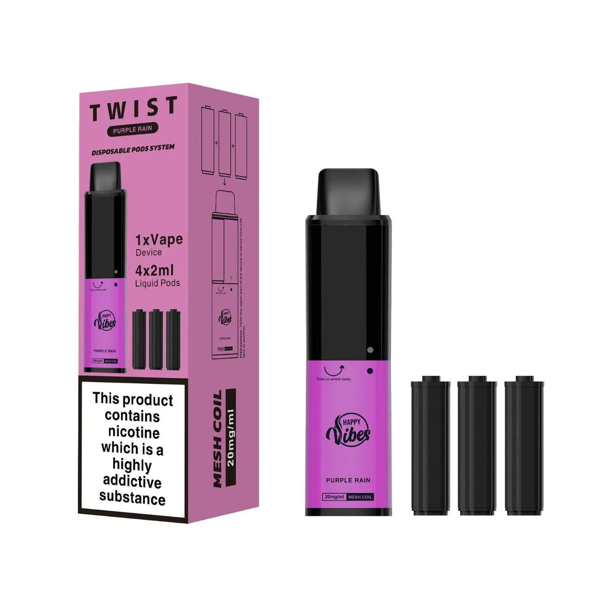 Happy Vibes Twist 2400 Disposable Vape Pod Kit - Vape Villa