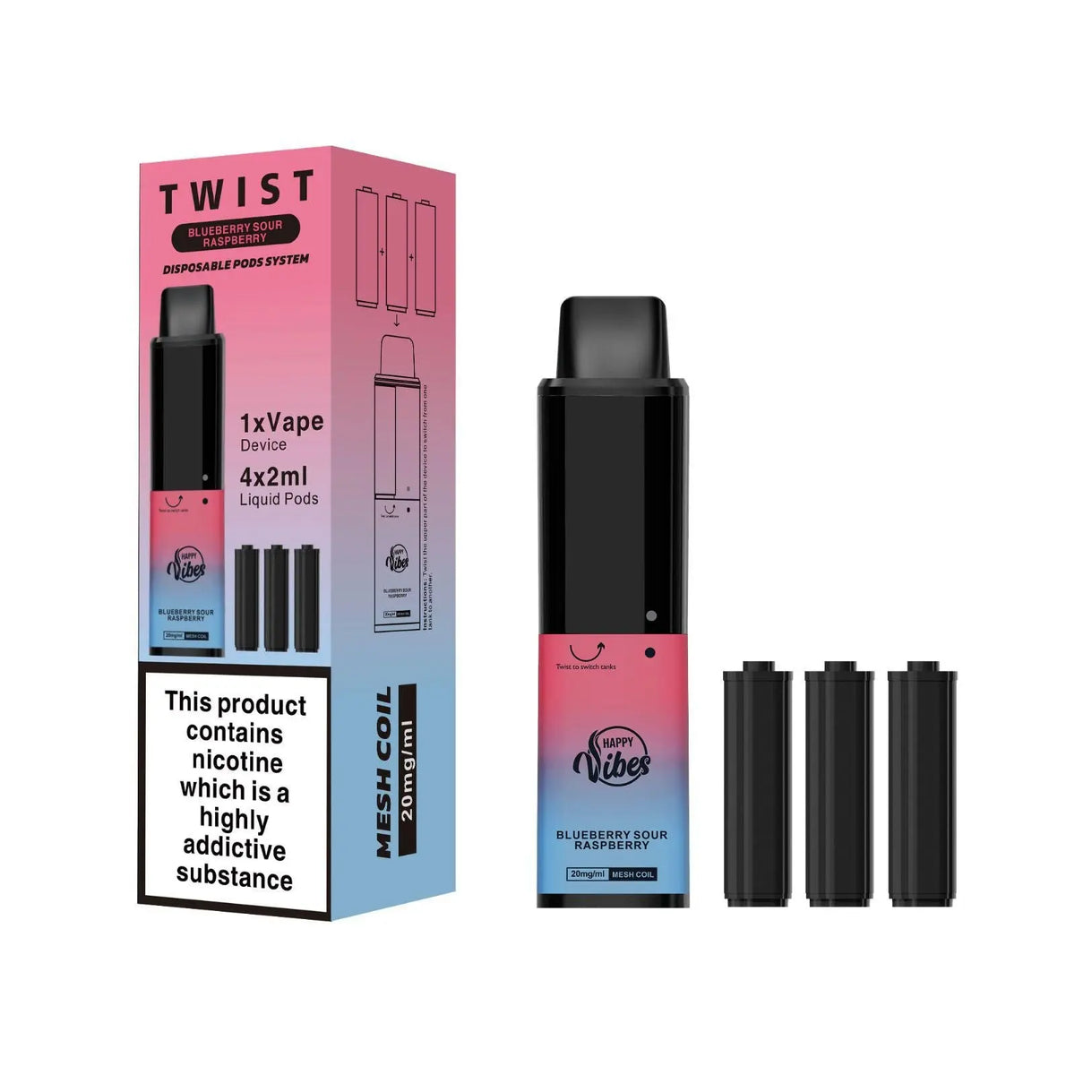 Happy Vibes Twist 2400 Disposable Vape Pod Kit - Vape Villa