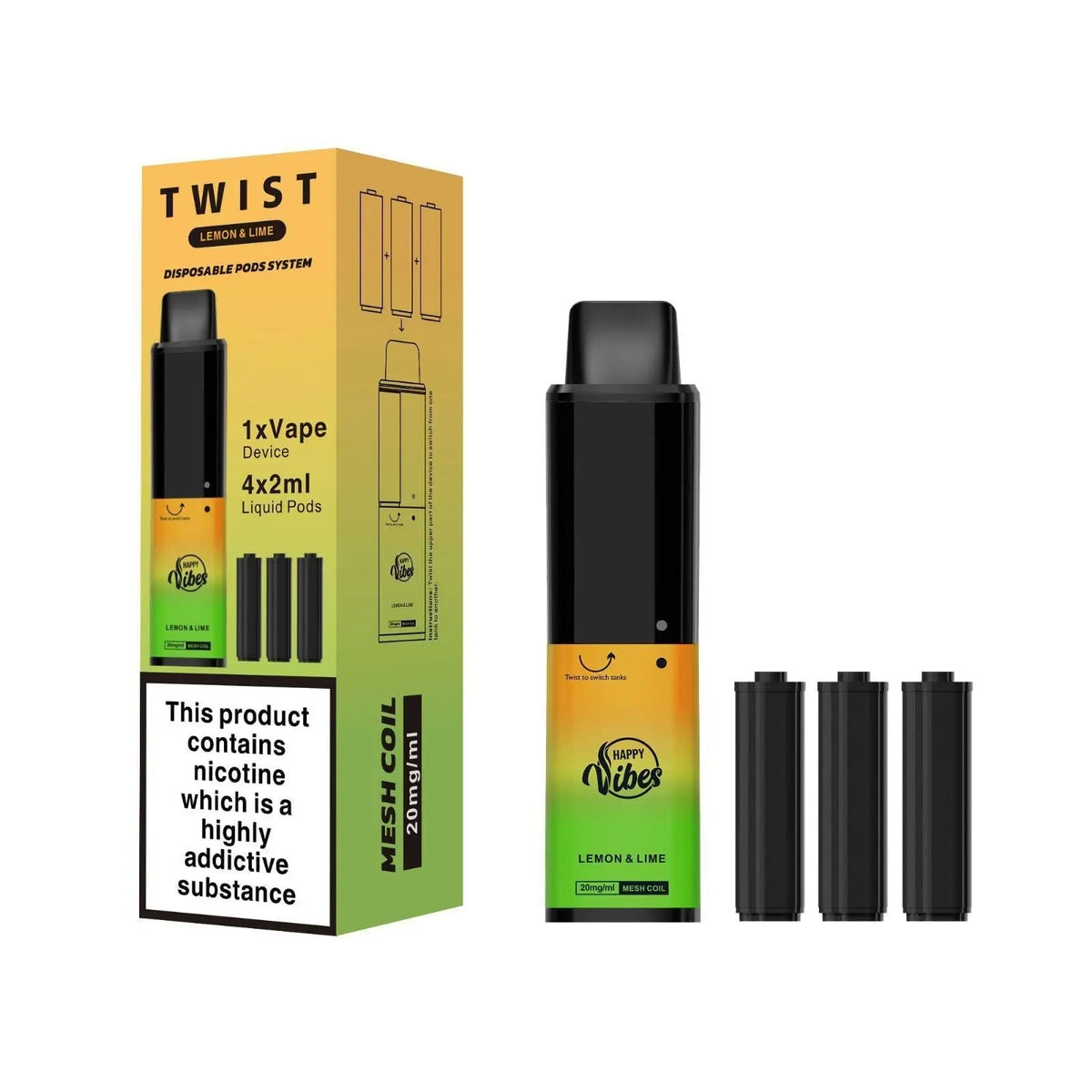 Happy Vibes Twist 2400 Disposable Vape Pod Kit - Vape Villa