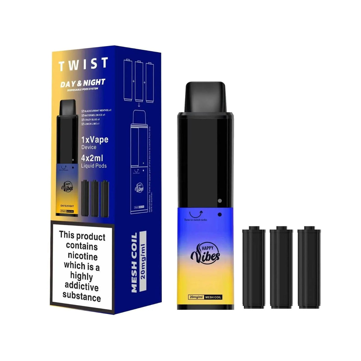 Happy Vibes Twist 2400 Disposable Vape Pod Kit - Vape Villa