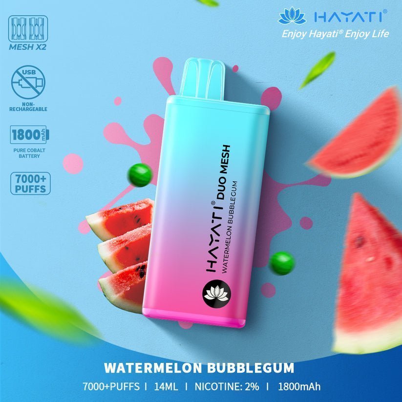 Hayati Duo Mesh 7000 Disposable Vape Puff Bar Pod Box of 10 - Vape Villa