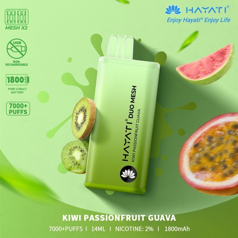 Hayati Duo Mesh 7000 Disposable Vape Puff Bar Pod Box of 10 - Vape Villa