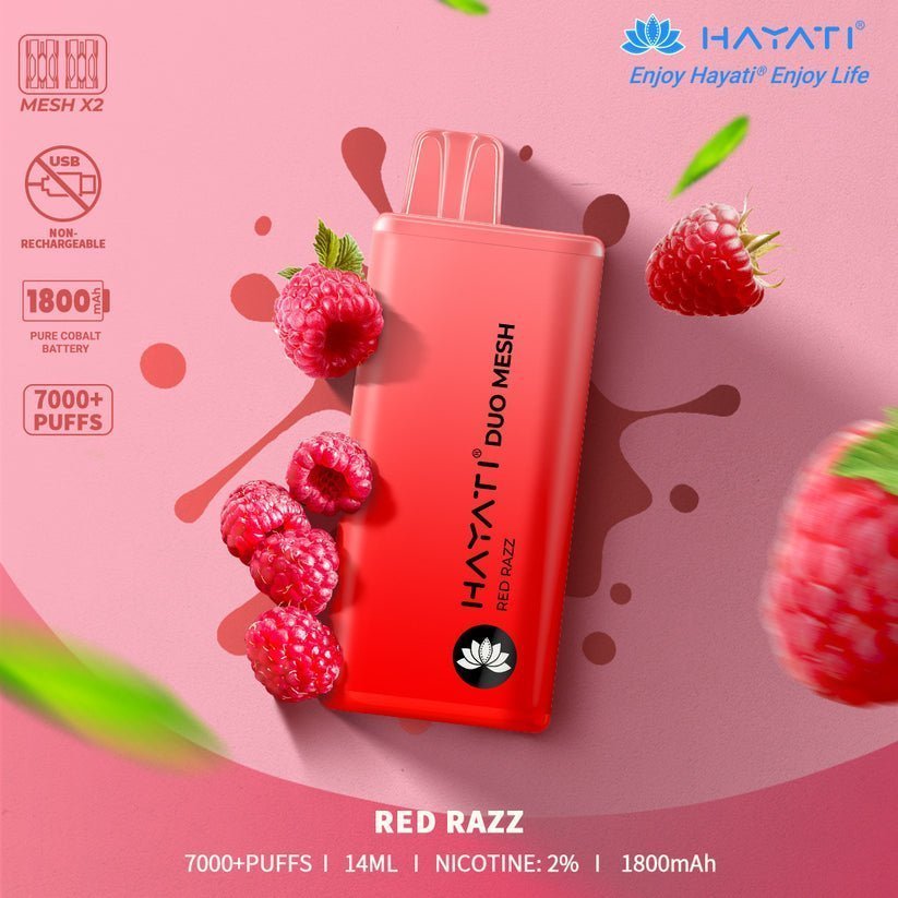 Hayati Duo Mesh 7000 Disposable Vape Puff Bar Pod Box of 10 - Vape Villa