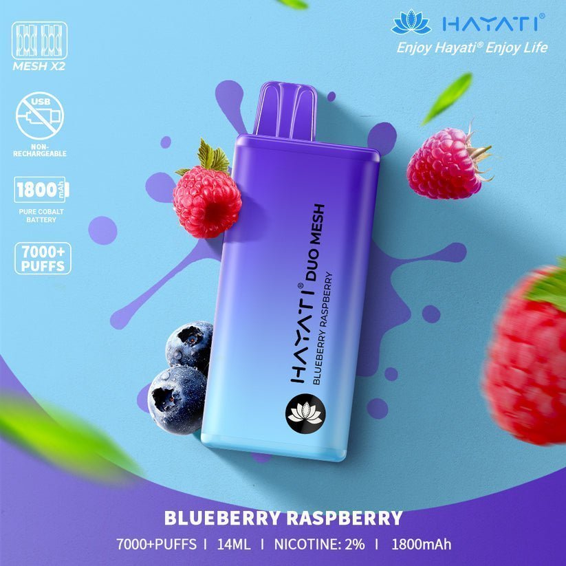 Hayati Duo Mesh 7000 Disposable Vape Puff Bar Pod Box of 10 - Vape Villa