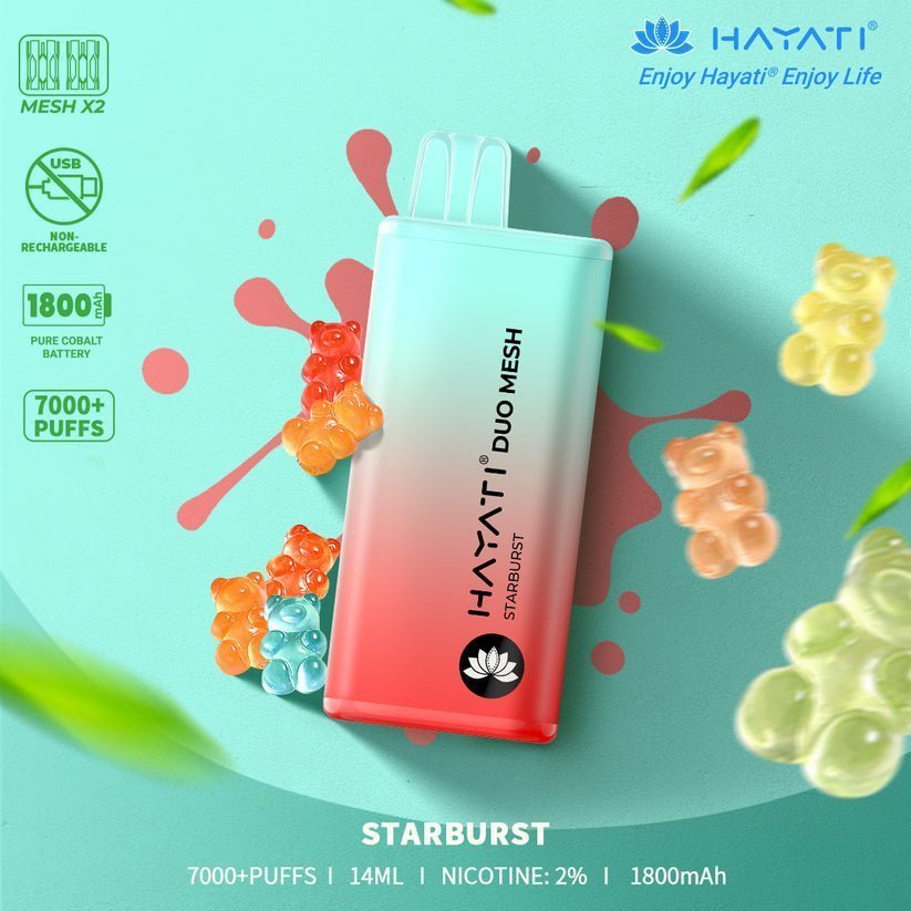 Hayati Duo Mesh 7000 Disposable Vape Puff Bar Pod Box of 10 - Vape Villa