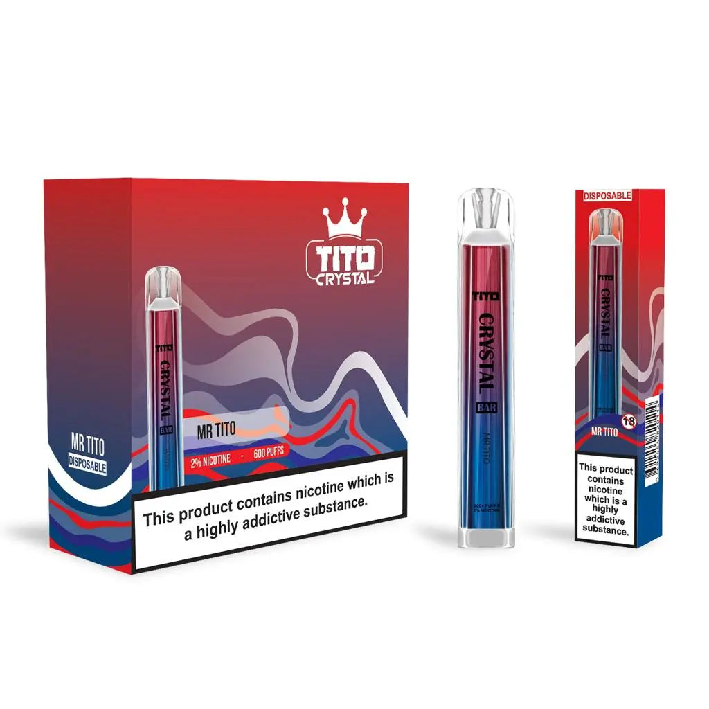 Tito Crystal Bar 600 Puffs Disposable Vape - Pack Of 10 - Vape Villa